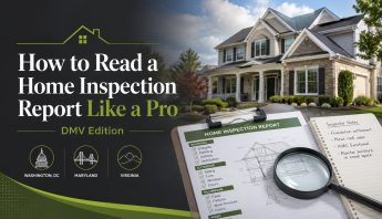 Licensed home inspector examining an HVAC system during a residential home inspection in the DMV area.