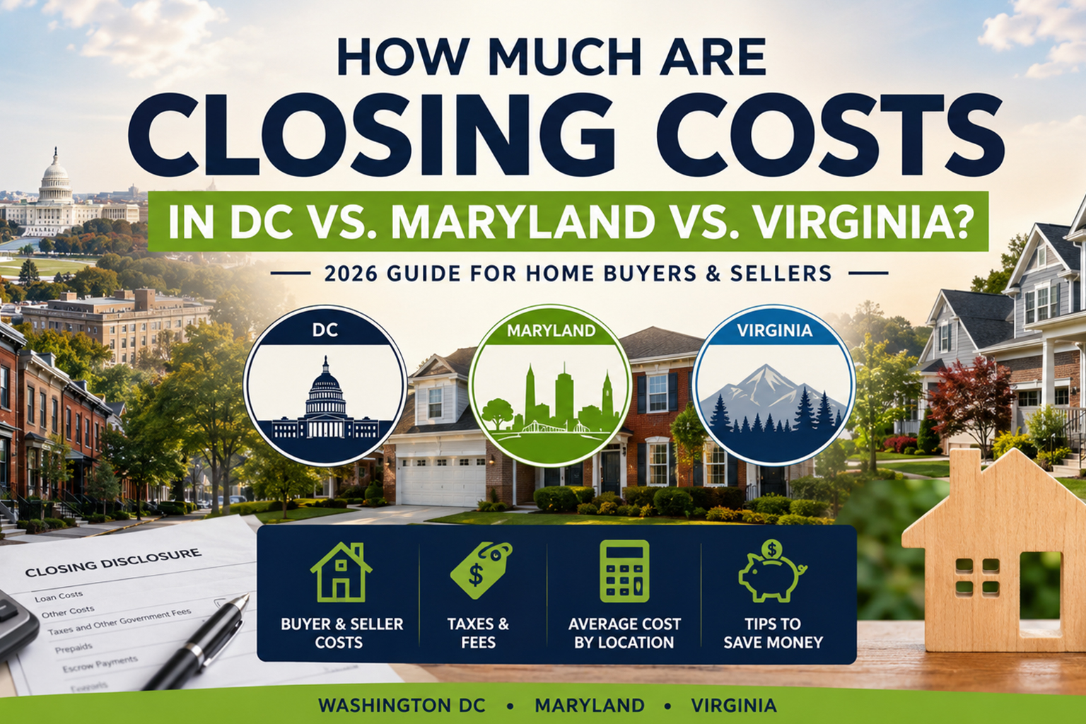 DMV closing costs comparison for homebuyers in Washington DC, Maryland, and Virginia